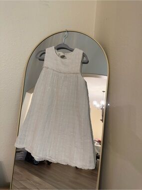 Zara Cream Textured Sleeveless Dress for Girls